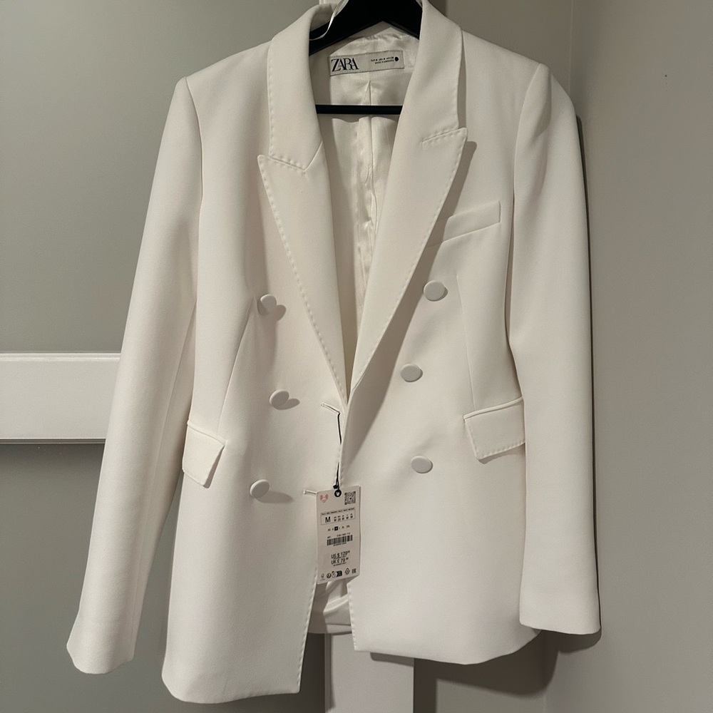 Zara Ivory Blazer with Button Accents